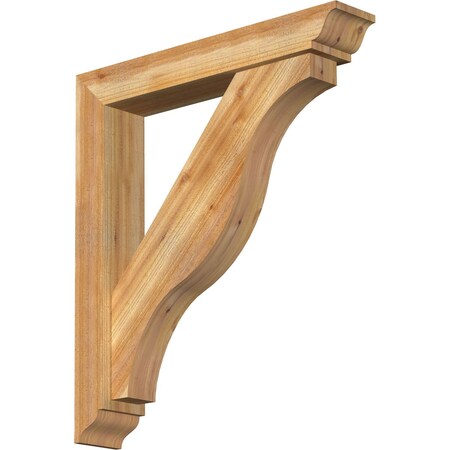 Ekena Millwork Funston Traditional Rough Sawn Bracket w/ Offset Brace, Western Red Cedar, 6"W x 34"D x 38"H BKT0604X34X38FST01RWR
